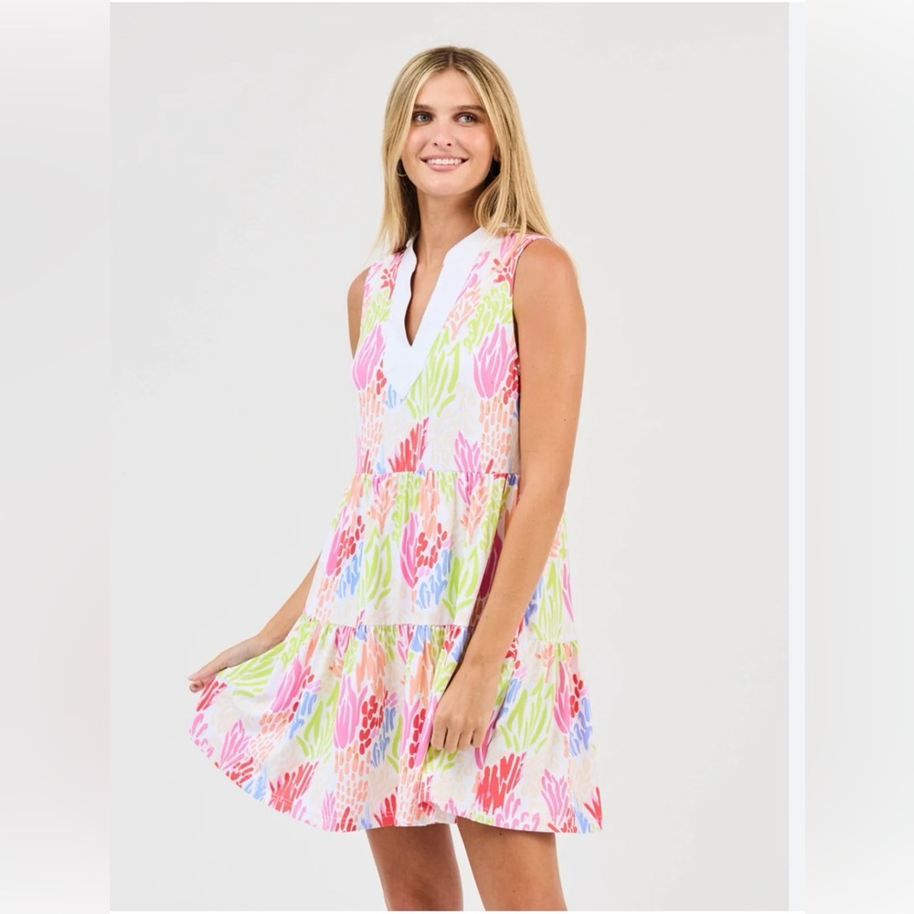 New Mary Square Newport Dress Coral Cove White UPF 50 size Medium - Picture 3 of 16